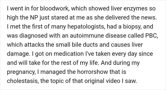 Text about a woman's life being saved by a TikTok video on autoimmune disease and liver health. Text about a woman's life being saved by a TikTok video on autoimmune disease and liver health.