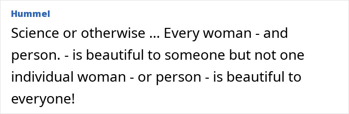 Comment on beauty and personal perception in a scientific beauty ranking discussion. Comment on beauty and personal perception in a scientific beauty ranking discussion.