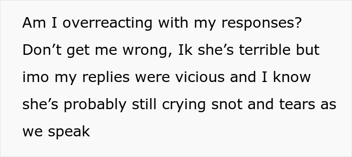 Text expressing doubt and reflection over responses in a friendship scenario. Text expressing doubt and reflection over responses in a friendship scenario.
