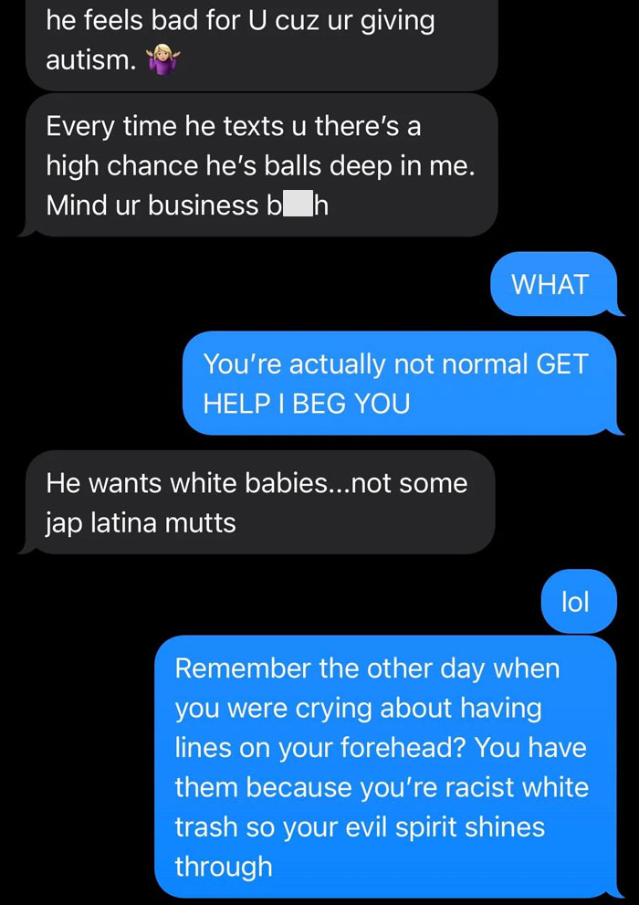 Text conversation between two people discussing personal issues and conflicts. Text conversation between two people discussing personal issues and conflicts.