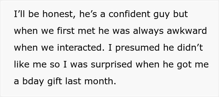 A message expressing surprise about a confident guy's unexpected birthday gift, highlighting friendship dynamics. A message expressing surprise about a confident guy's unexpected birthday gift, highlighting friendship dynamics.