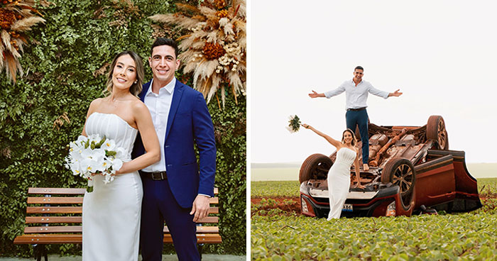This Couple Turned A Wedding Car Accident Into A Memorable Photoshoot In A Soybean Field