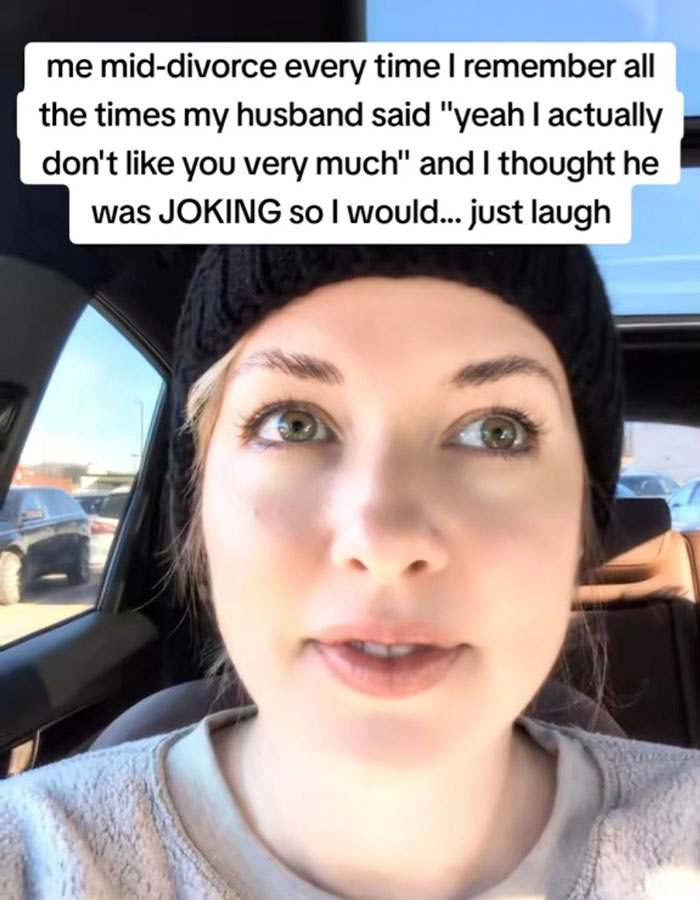 Woman in car reflecting on hurtful words, realizing they were red flags years later. Woman in car reflecting on hurtful words, realizing they were red flags years later.