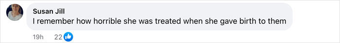 A comment discussing Nadya Suleman's treatment after having octuplets, highlighting past public reactions. A comment discussing Nadya Suleman's treatment after having octuplets, highlighting past public reactions.