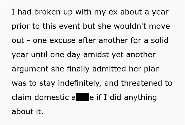 Text describing a person planning revenge against a toxic girlfriend who refuses to move out. Text describing a person planning revenge against a toxic girlfriend who refuses to move out.