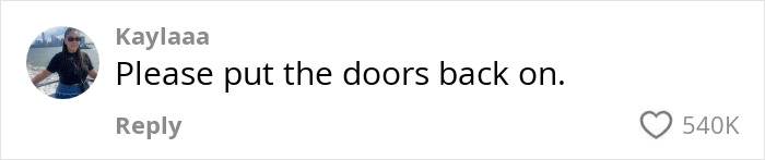 Comment about a kitchen transformation, receiving 540K likes, saying, "Please put the doors back on. Comment about a kitchen transformation, receiving 540K likes, saying, "Please put the doors back on.