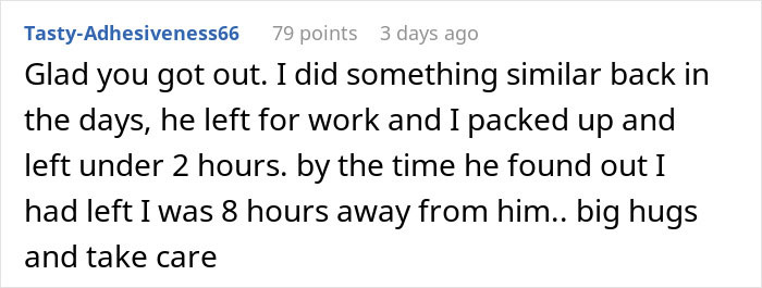 Comment thread discussing a woman moving out while her ex is at work, sharing experiences and support. Comment thread discussing a woman moving out while her ex is at work, sharing experiences and support.
