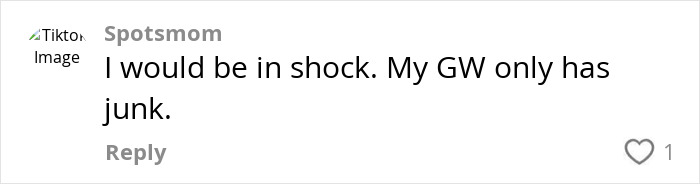 TikTok comment expressing surprise at thrift finds compared to personal experiences. TikTok comment expressing surprise at thrift finds compared to personal experiences.