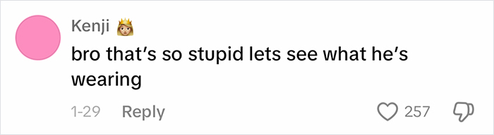 Comment reacting to criticism of inappropriate outfit with curiosity about the critic's clothing choice. Comment reacting to criticism of inappropriate outfit with curiosity about the critic's clothing choice.