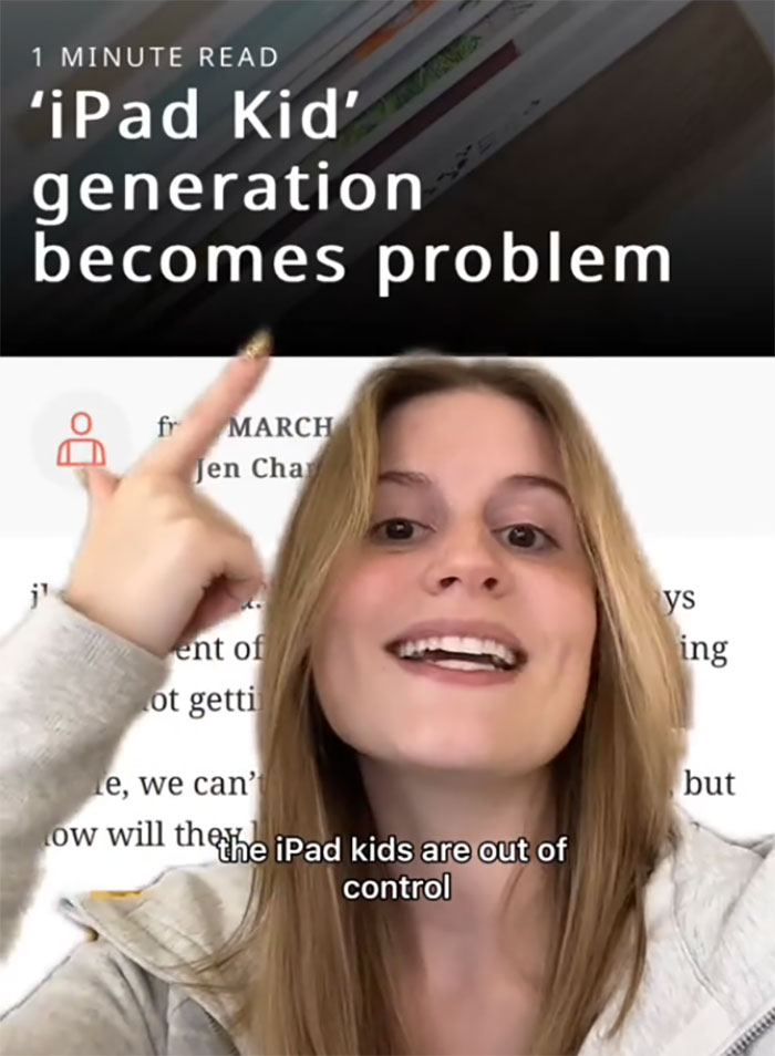 Woman discussing dangers of "iPad Kids," highlighting technology's impact on children. Woman discussing dangers of "iPad Kids," highlighting technology's impact on children.