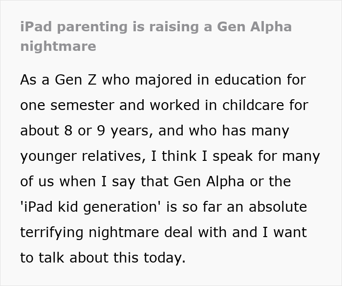Babysitter Shares Why Gen Alpha Is A "Nightmare Generation" Babysitter Shares Why Gen Alpha Is A "Nightmare Generation"
