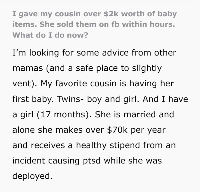 Woman Considers Cutting Out Her Favorite Cousin From Her Life After How Nasty She Became As A Mom Woman Considers Cutting Out Her Favorite Cousin From Her Life After How Nasty She Became As A Mom