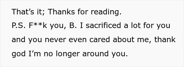 Text expressing anger over being used by a friend and relief of no longer being around them. Text expressing anger over being used by a friend and relief of no longer being around them.