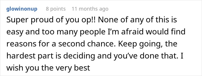 Online comment offering encouragement and advice about making difficult decisions. Online comment offering encouragement and advice about making difficult decisions.