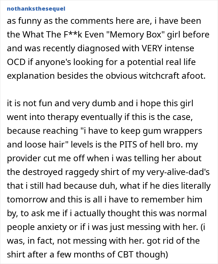 Text conversation about a guy finding a creepy box in his girlfriend's wardrobe, leading to an unexpected relationship twist. Text conversation about a guy finding a creepy box in his girlfriend's wardrobe, leading to an unexpected relationship twist.