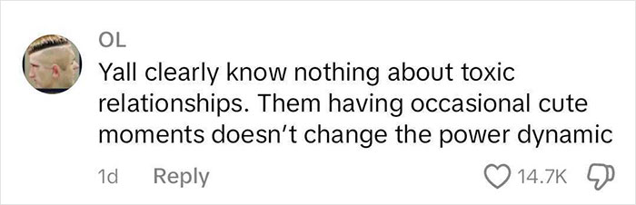 Comment discussing power dynamics in relationships, referencing Bianca Censori’s afterparty song, with engagement metrics shown. Comment discussing power dynamics in relationships, referencing Bianca Censori’s afterparty song, with engagement metrics shown.