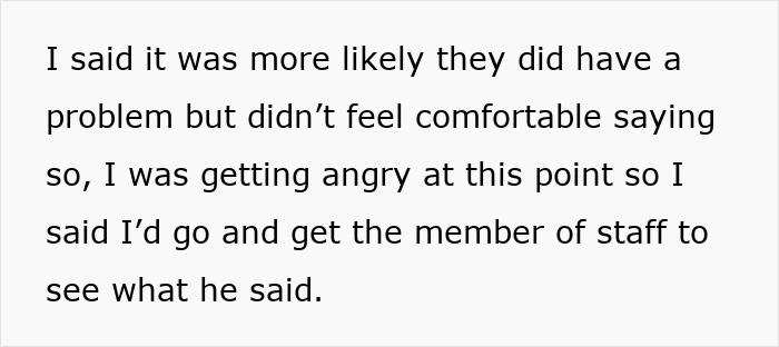 Text excerpt on a woman questioning a dad about bringing his daughter into a women's changing room. Text excerpt on a woman questioning a dad about bringing his daughter into a women's changing room.