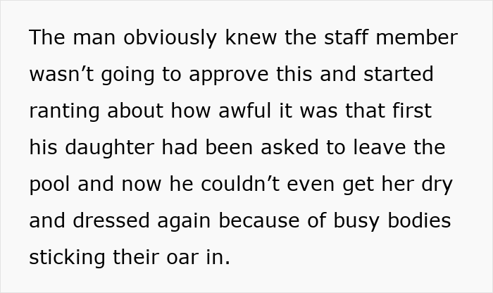 Text discussing a man's frustration over changing room access for his daughter. Text discussing a man's frustration over changing room access for his daughter.