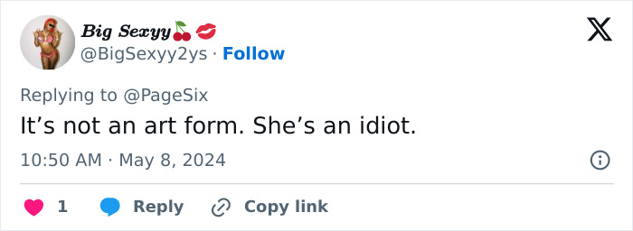 Tweet criticizing Kim Kardashian's Met Gala corset as "not an art form. Tweet criticizing Kim Kardashian's Met Gala corset as "not an art form.