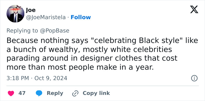 Tweet criticizing the Met Gala 2025 dress code as tone deaf, highlighting celebrity wealth. Tweet criticizing the Met Gala 2025 dress code as tone deaf, highlighting celebrity wealth.