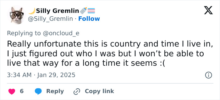 Tweet from Silly Gremlin addressing challenges in gender identity, focusing on transgender inclusion in sports. Tweet from Silly Gremlin addressing challenges in gender identity, focusing on transgender inclusion in sports.