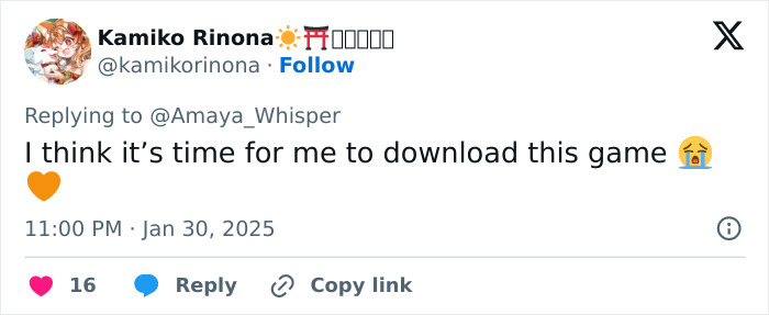 Tweet about period tracker in mobile game, expressing excitement to download. Tweet about period tracker in mobile game, expressing excitement to download.