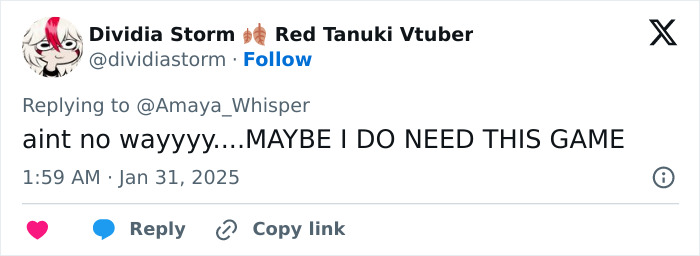 Tweet about period tracker debate in mobile game, showing user interest and surprise. Tweet about period tracker debate in mobile game, showing user interest and surprise.