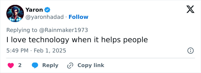 Tweet about technology helping people, highlighting its impact. Tweet about technology helping people, highlighting its impact.