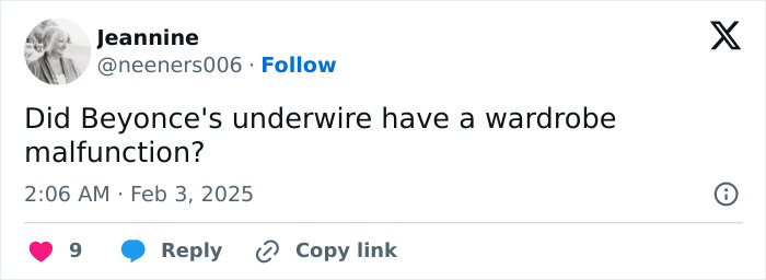Tweet questioning Beyoncé's wardrobe malfunction during the Grammys. Tweet questioning Beyoncé's wardrobe malfunction during the Grammys.