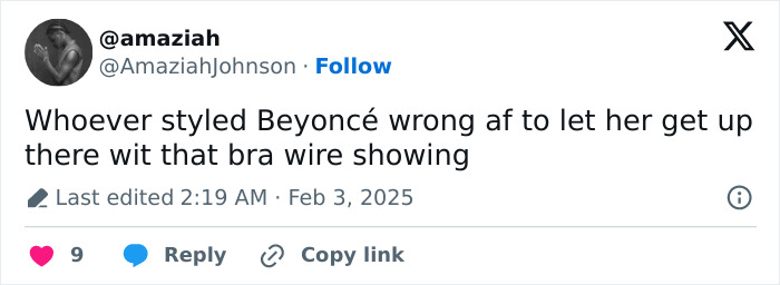 Tweet about Beyoncé's wardrobe malfunction at the Grammys, highlighting a styling mishap with her outfit. Tweet about Beyoncé's wardrobe malfunction at the Grammys, highlighting a styling mishap with her outfit.