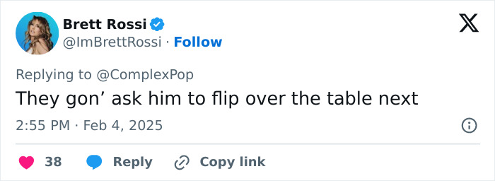 Tweet by Brett Rossi about Tom Holland and family gathering, dated February 4, 2025. Tweet by Brett Rossi about Tom Holland and family gathering, dated February 4, 2025.