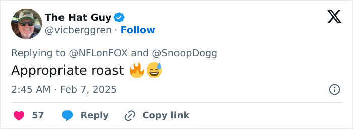 Tweet responding to Snoop Dogg's viral joke about Bill Belichick's girlfriend. Tweet responding to Snoop Dogg's viral joke about Bill Belichick's girlfriend.