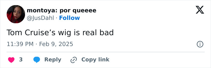 Tweet about Tom Cruise's appearance in Super Bowl 2025 ad. Tweet about Tom Cruise's appearance in Super Bowl 2025 ad.