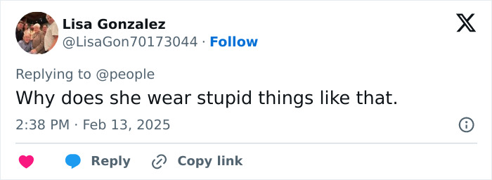 Tweet questioning Kim Kardashian's choice to wear a tight Met Gala corset, dated February 13, 2025. Tweet questioning Kim Kardashian's choice to wear a tight Met Gala corset, dated February 13, 2025.