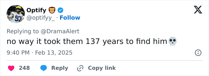 Tweet by Optify about finding Jack the Ripper after 137 years, with skull emoji. Tweet by Optify about finding Jack the Ripper after 137 years, with skull emoji.