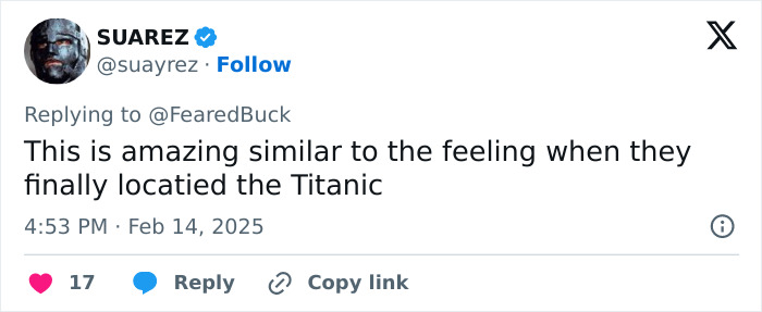 Tweet reaction to Jack the Ripper's identity possibly revealed, comparing it to the Titanic discovery. Tweet reaction to Jack the Ripper's identity possibly revealed, comparing it to the Titanic discovery.