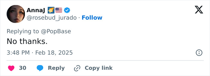 Tweet reply criticizing Cynthia Erivo's casting as Jesus in a musical with "No thanks" comment. Tweet reply criticizing Cynthia Erivo's casting as Jesus in a musical with "No thanks" comment.