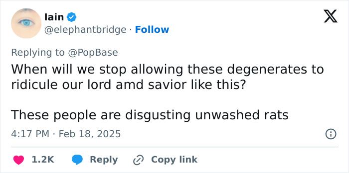 Tweet criticizing Cynthia Erivo's casting as Jesus, expressing disgust and anger. Tweet criticizing Cynthia Erivo's casting as Jesus, expressing disgust and anger.