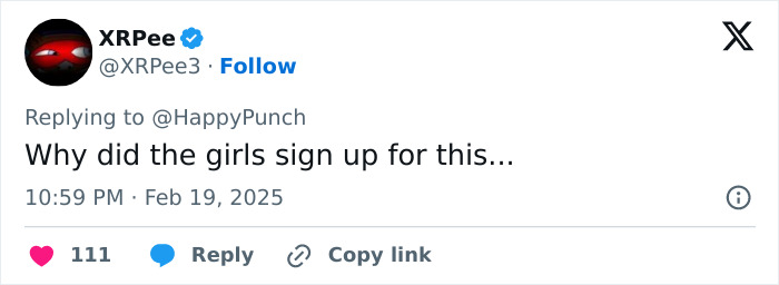 Tweet questioning the participation of women in a controversial MMA fight. Tweet questioning the participation of women in a controversial MMA fight.