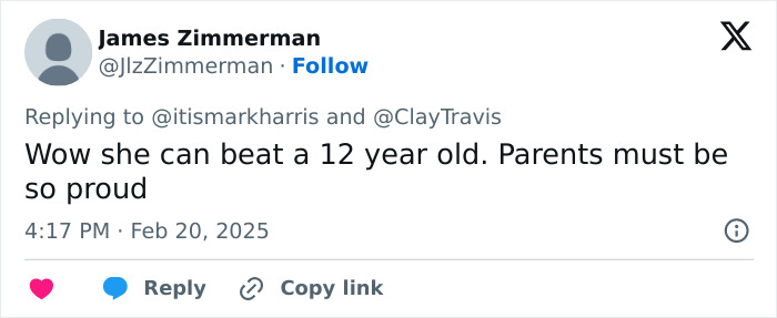 Twitter comment discussing transgender inclusion in women's sports. Twitter comment discussing transgender inclusion in women's sports.