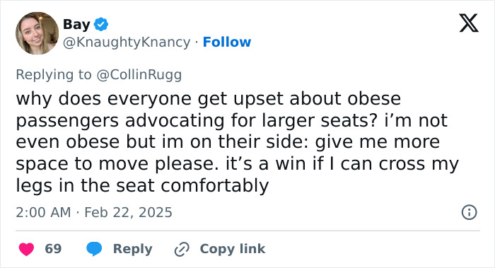 Tweet discussing airlines and obese passenger seat size concerns. Tweet discussing airlines and obese passenger seat size concerns.