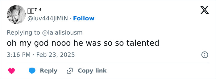 Comment expressing sadness over the passing of celebrity hairstylist Jesus Guerrero. Comment expressing sadness over the passing of celebrity hairstylist Jesus Guerrero.