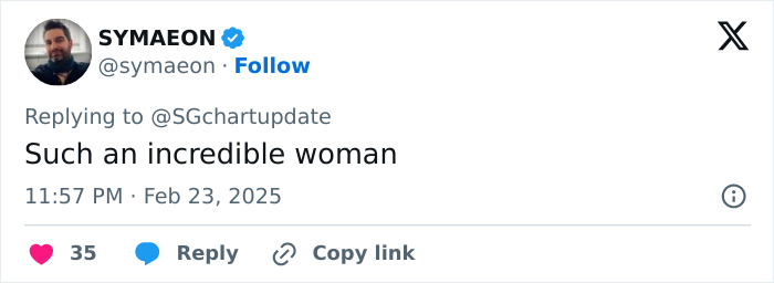 Tweet by SYMAEON praising a woman amidst discussions of Selena Gomez's 2025 SAG Awards appearance. Tweet by SYMAEON praising a woman amidst discussions of Selena Gomez's 2025 SAG Awards appearance.