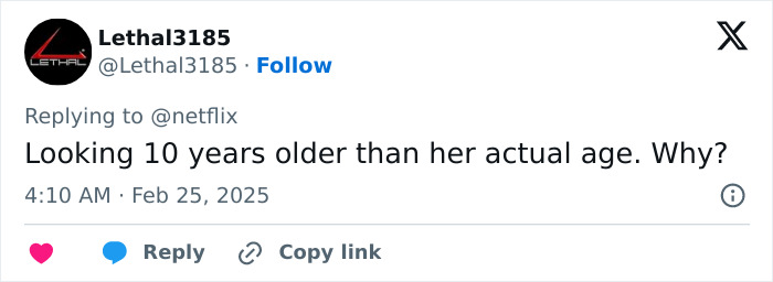 Tweet screenshot about looking older than actual age, by user Lethal3185. Tweet screenshot about looking older than actual age, by user Lethal3185.