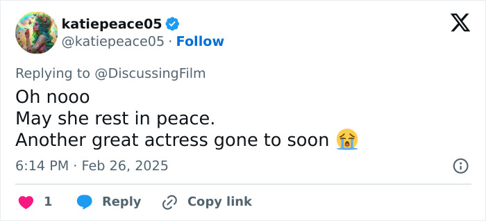 Tweet expressing condolences for the passing of Buffy The Vampire Slayer and Gossip Girl star Michelle Trachtenberg. Tweet expressing condolences for the passing of Buffy The Vampire Slayer and Gossip Girl star Michelle Trachtenberg.