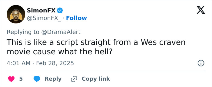 Tweet by SimonFX discussing a dramatic event, with engagement options visible, related to dog survivors and investigators. Tweet by SimonFX discussing a dramatic event, with engagement options visible, related to dog survivors and investigators.