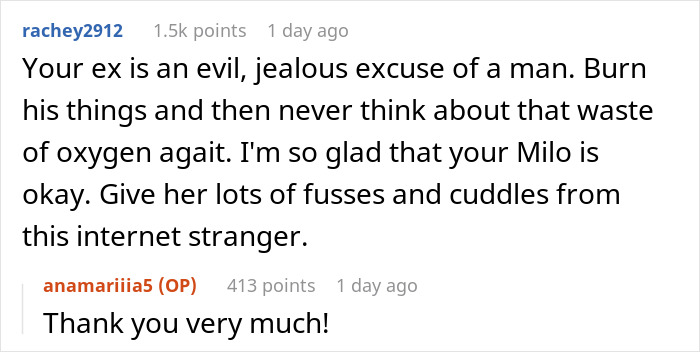 Comment responding to a woman's post about her trip turning into a nightmare after her dog got lost. Comment responding to a woman's post about her trip turning into a nightmare after her dog got lost.