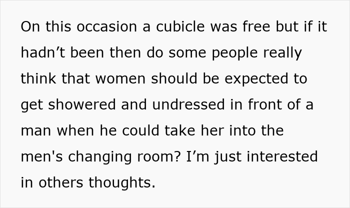 Text of a message discussing women’s changing room and a dad bringing his daughter there. Text of a message discussing women’s changing room and a dad bringing his daughter there.