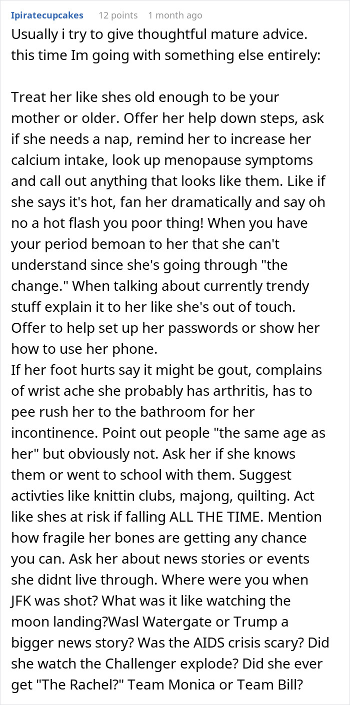 Reddit post listing sarcastic advice on handling dad's young girlfriend parenting a 23-year-old woman. Reddit post listing sarcastic advice on handling dad's young girlfriend parenting a 23-year-old woman.