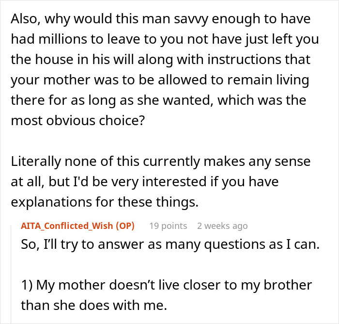 Online forum discussing inheritance issues and mother's decision to favor brother. Online forum discussing inheritance issues and mother's decision to favor brother.